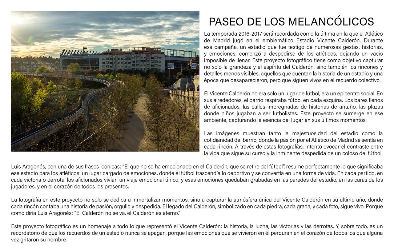 Texto y fotografía explicativa sobrel el proyecto fotográfico Paseo de los melancólicos.